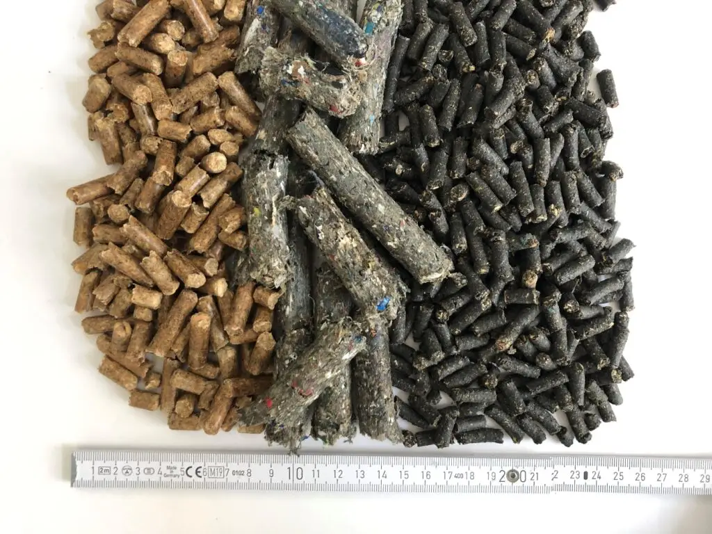 Conversion of multiple waste streams such as wood, mixed plastic, and other industrial waste into homogeneous RDF pellets